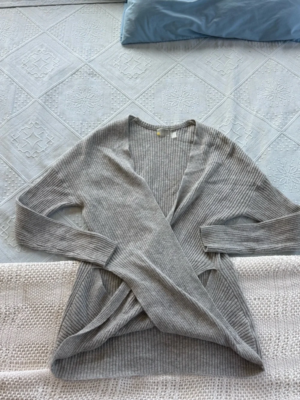 Zella | Gray | Ribbed | Wrap Front Sweater Size L